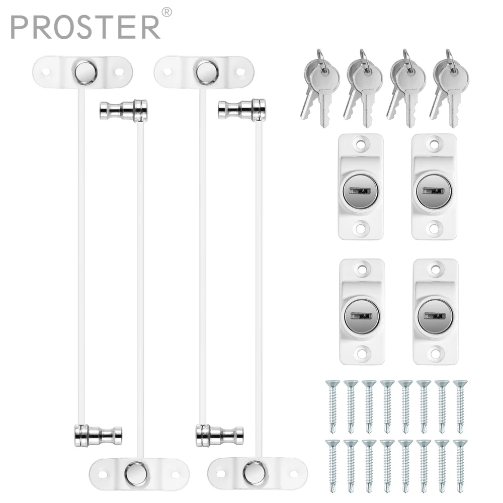 PROSTER 4 Pack Window Door Restrictor Child Baby Safety Security Locking Cable Wire Lock White Fit For PVC Wood Aluminium Metal
PROSTER 4 Pack Window Door Restrictor Child Baby Safety Security Locking Cable Wire Lock White Fit For PVC Wood Aluminium Metal