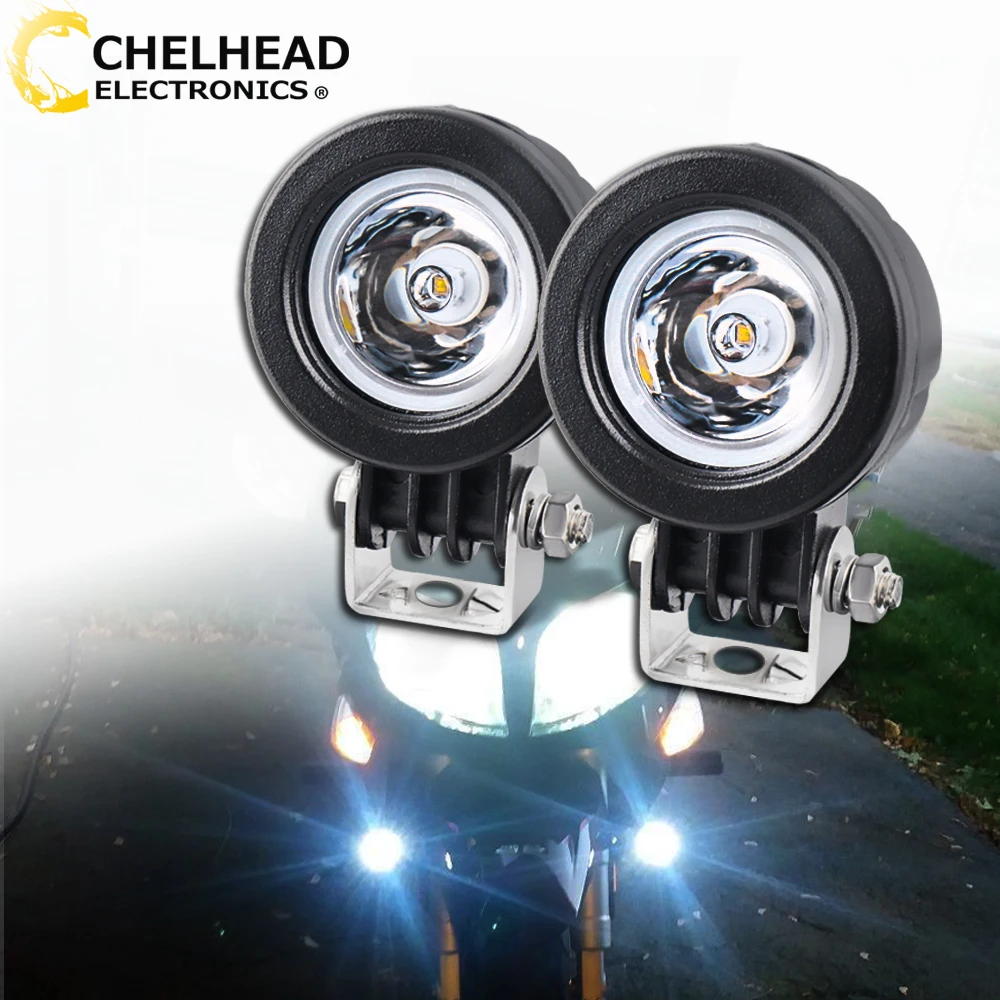 Два 10W Led Мотоцикл Рабочий прожектор 6000K Свет LED Туманный фонарь для мотоциклов
