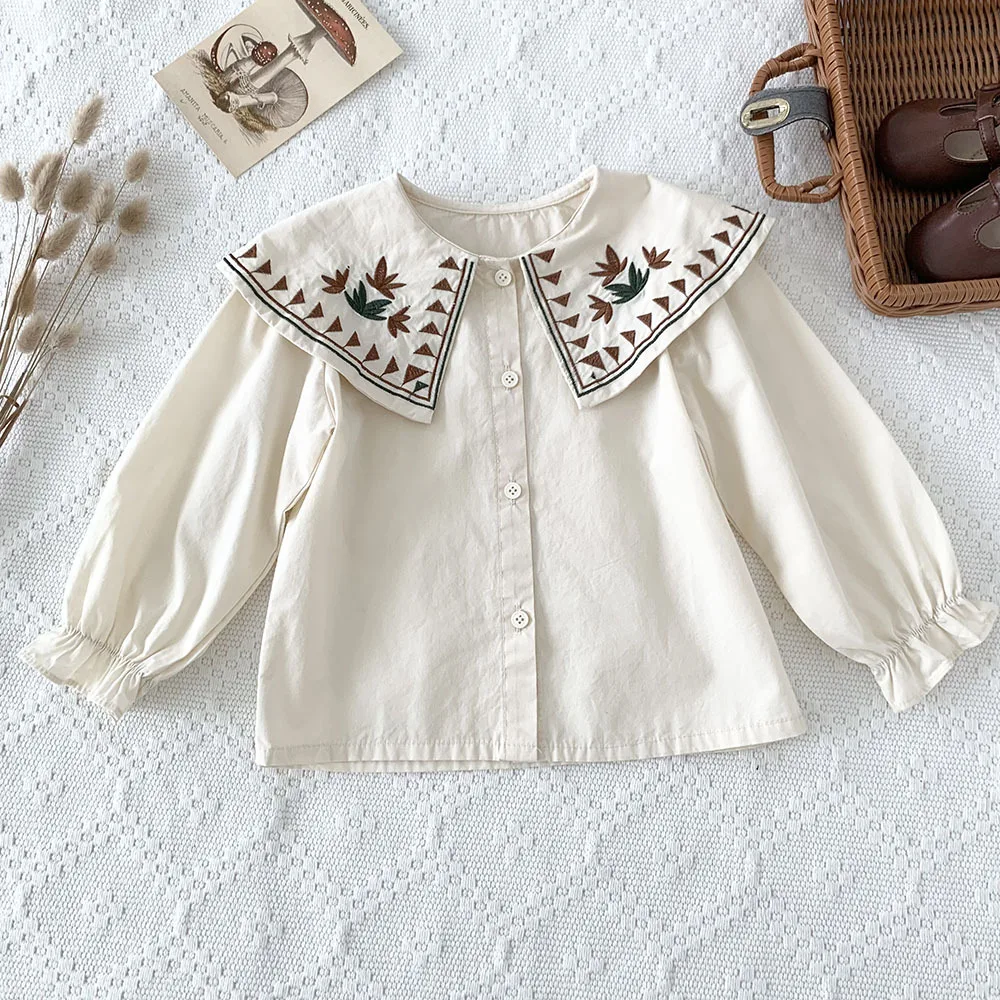 1-7 Yrs Girls Floral Ebroidery Shirts Blouses Petal Collar Baby Girls Summer Autumn Long Sleeve Tops Kids Shirt Children Clothes
1-7 Yrs Girls Floral Ebroidery Shirts Blouses Petal Collar Baby Girls Summer Autumn Long Sleeve Tops Kids Shirt Children Clothes