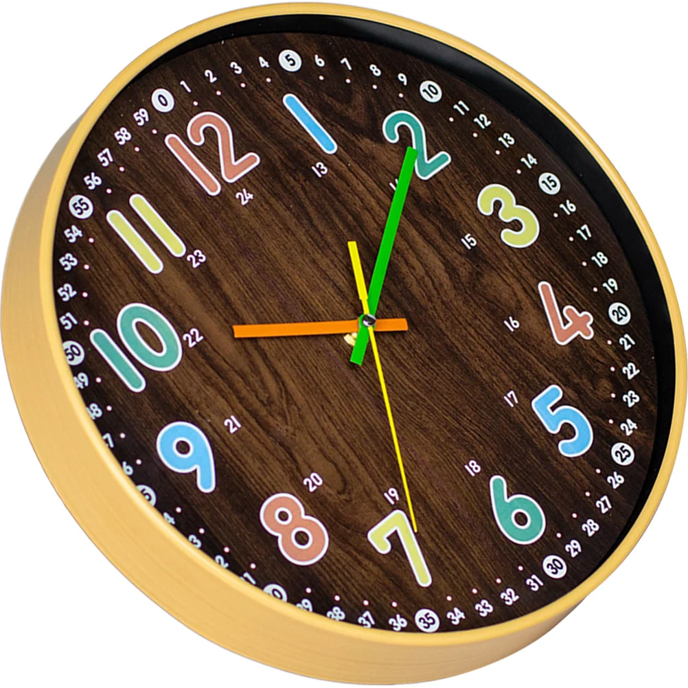 

Wood Grain Wall Clock Bedroom Silent Decor Wooden Household Analog Mute Simple Style Hanging Round Delicate