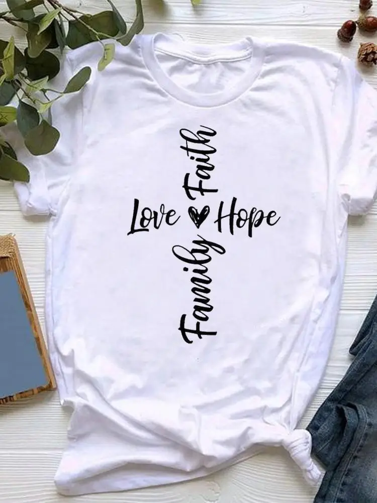 Summer Faith Letter 90s Style Women Clothes Graphic T-shirt Clothing Short Sleeve Fashion Kawaii Basic Tee Top Print T Shirt
Summer Faith Letter 90s Style Women Clothes Graphic T-shirt Clothing Short Sleeve Fashion Kawaii Basic Tee Top Print T Shirt
