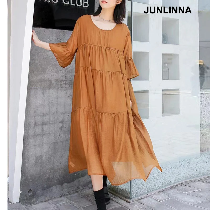 JUNLINNA One Free Size Women Dresses Fashion Summer New Pure Colour Loose Vestidos Street Party Chiffon Wear
JUNLINNA One Free Size Women Dresses Fashion Summer New Pure Colour Loose Vestidos Street Party Chiffon Wear