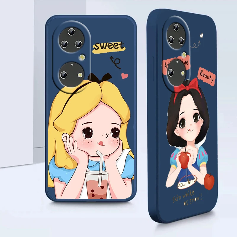 

Liquid Rope Cover Snow White Alice Disney Girl Phone Case For Huawei P50 P40 P30 P20 Pro Lite E Nova Y70 5T 9 Y9S Y9A Y9 Y6 5G