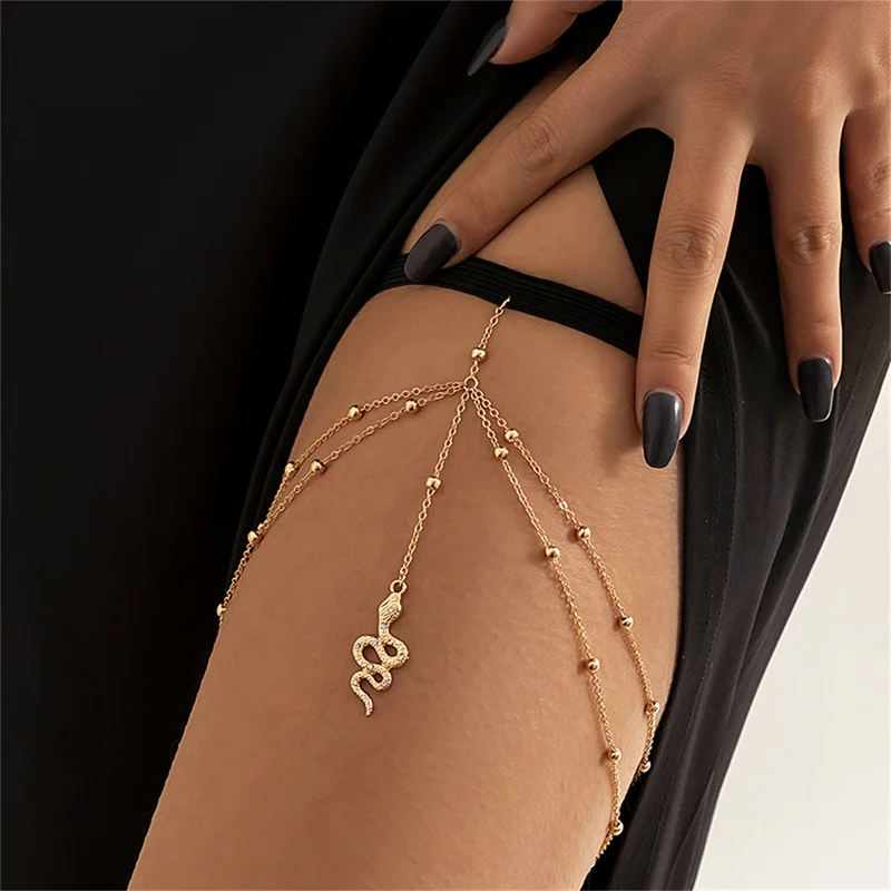 Boho Sexy Thigh Chain Body Jewelry For Women Elastic Snake Shape Pendant Bohemia Fashion Multilayer Leg Chain Body Jewelry New 
Boho Sexy Thigh Chain Body Jewelry For Women Elastic Snake Shape Pendant Bohemia Fashion Multilayer Leg Chain Body Jewelry New
