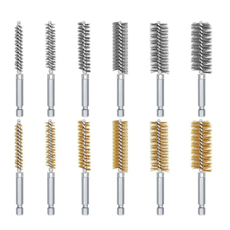 6 Pieces Bore Brush Bronze Bore Brush for Cleaning Steel Parts Machinery Steel Wire Hole Brush Set Multifunctional
6 Pieces Bore Brush Bronze Bore Brush for Cleaning Steel Parts Machinery Steel Wire Hole Brush Set Multifunctional