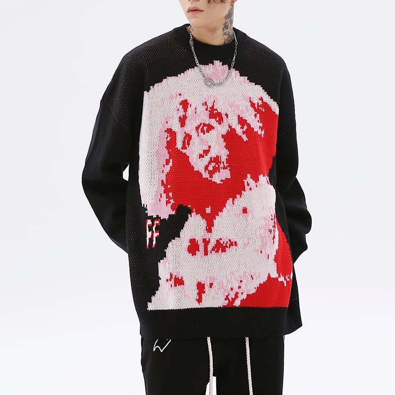 Autumn Women Character Print Letter Patchwork Men's Sweater Pullover Crew Neck Knitted Spliced Loose Winter Sweaters
Autumn Women Character Print Letter Patchwork Men's Sweater Pullover Crew Neck Knitted Spliced Loose Winter Sweaters