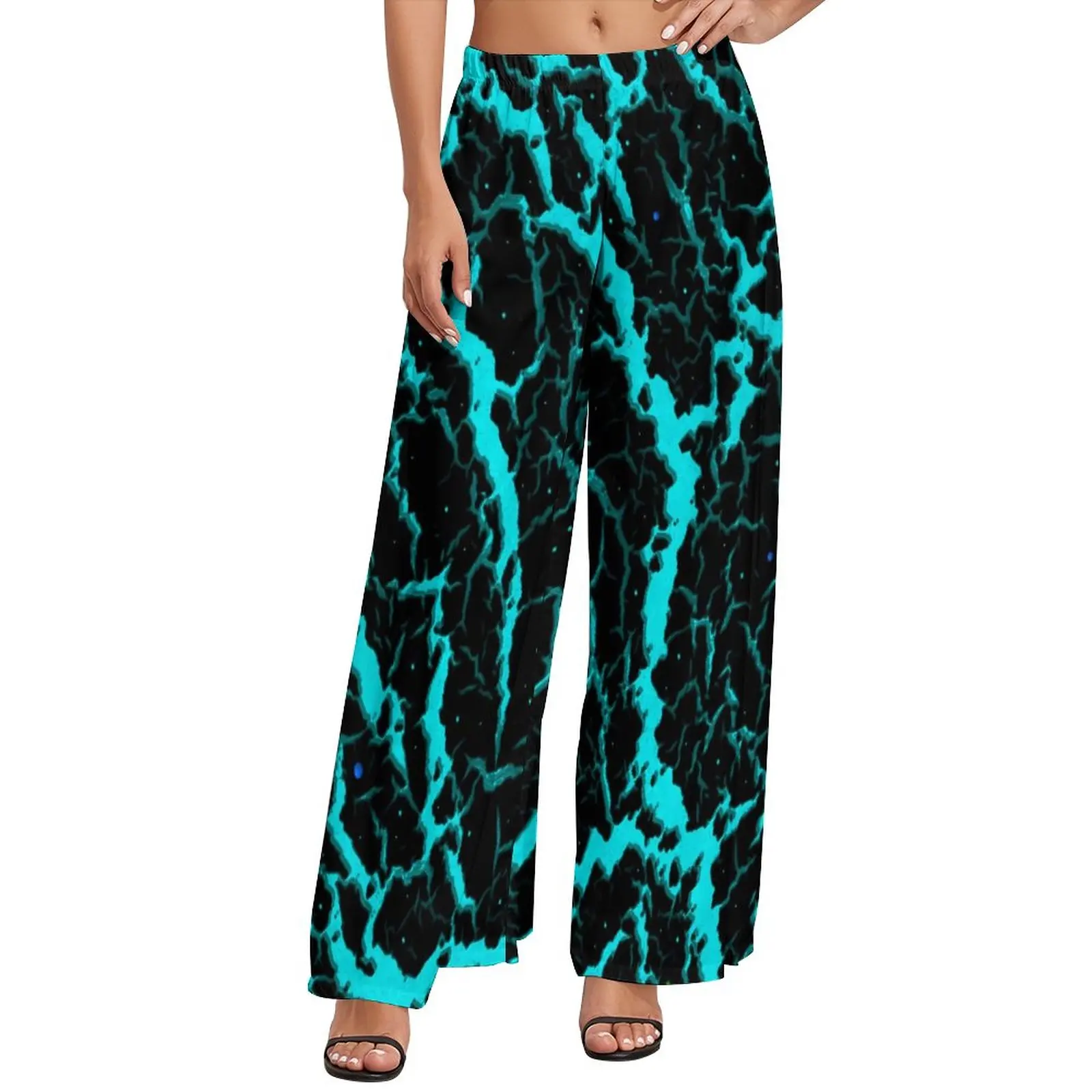 

Cracked Space Lava Pants Abstract Art Sexy Wide Leg Pants Womens Big Size Street Fashion Custom Straight Trousers