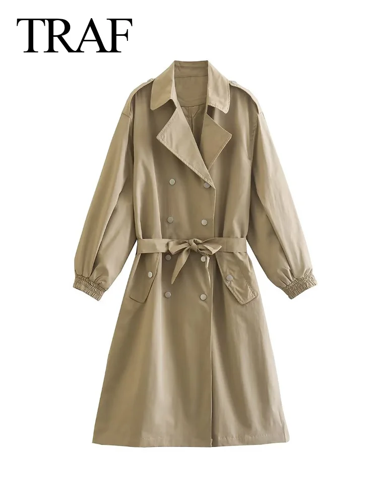 TRAF Autumn Women's Long Coat Vintage Windbreaker Trend Casual Long Sleeve Jacket Female Outerwear Trench Double Breasted
TRAF Autumn Women's Long Coat Vintage Windbreaker Trend Casual Long Sleeve Jacket Female Outerwear Trench Double Breasted