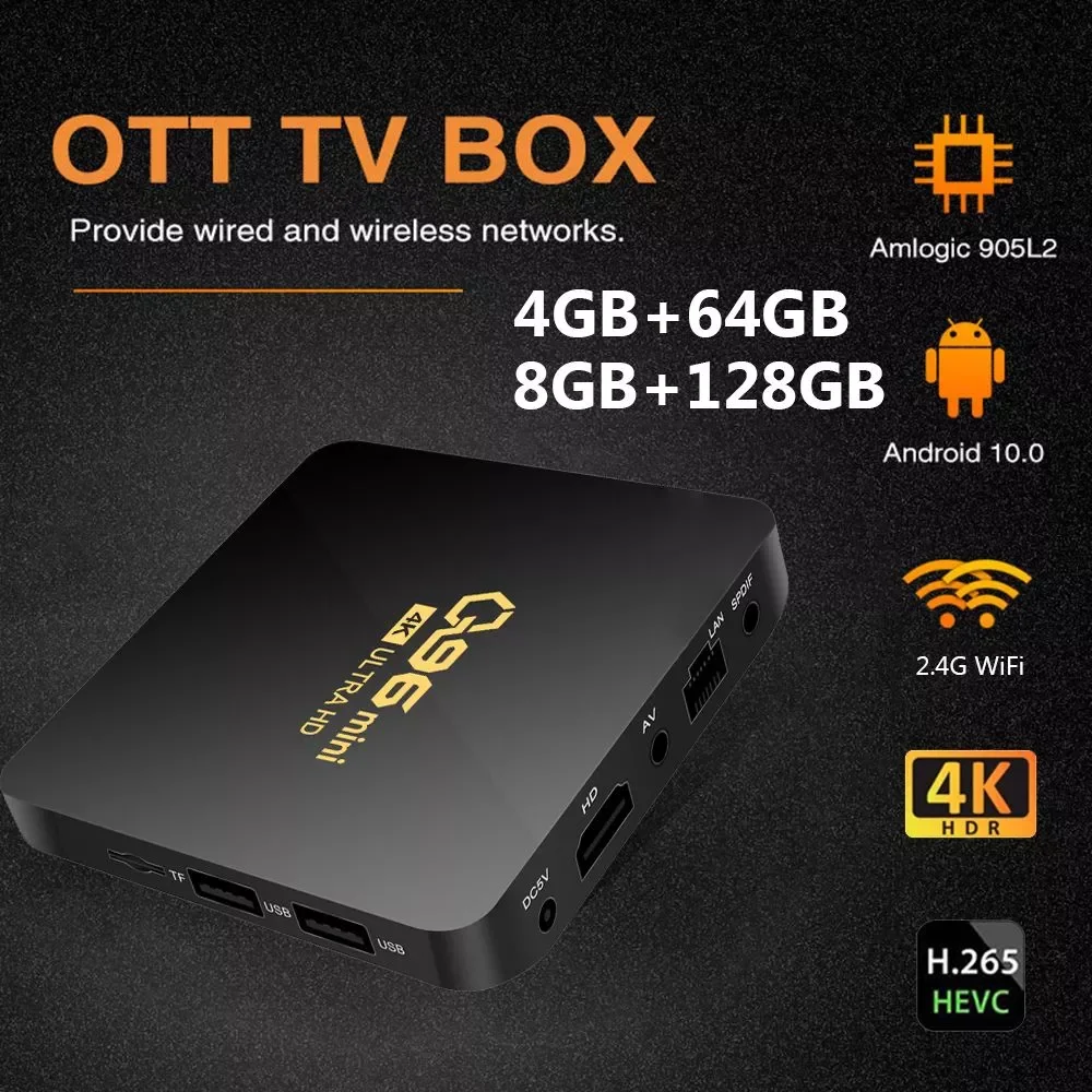 Q96 Smart TV Box Quad Core 24G WIFI 4K H265 Set Top Box 8GB+128GB Media Player Android 100 Amlogic S905L Theater TV Receivers
Q96 Smart TV Box Quad Core 24G WIFI 4K H265 Set Top Box 8GB+128GB Media Player Android 100 Amlogic S905L Theater TV Receivers