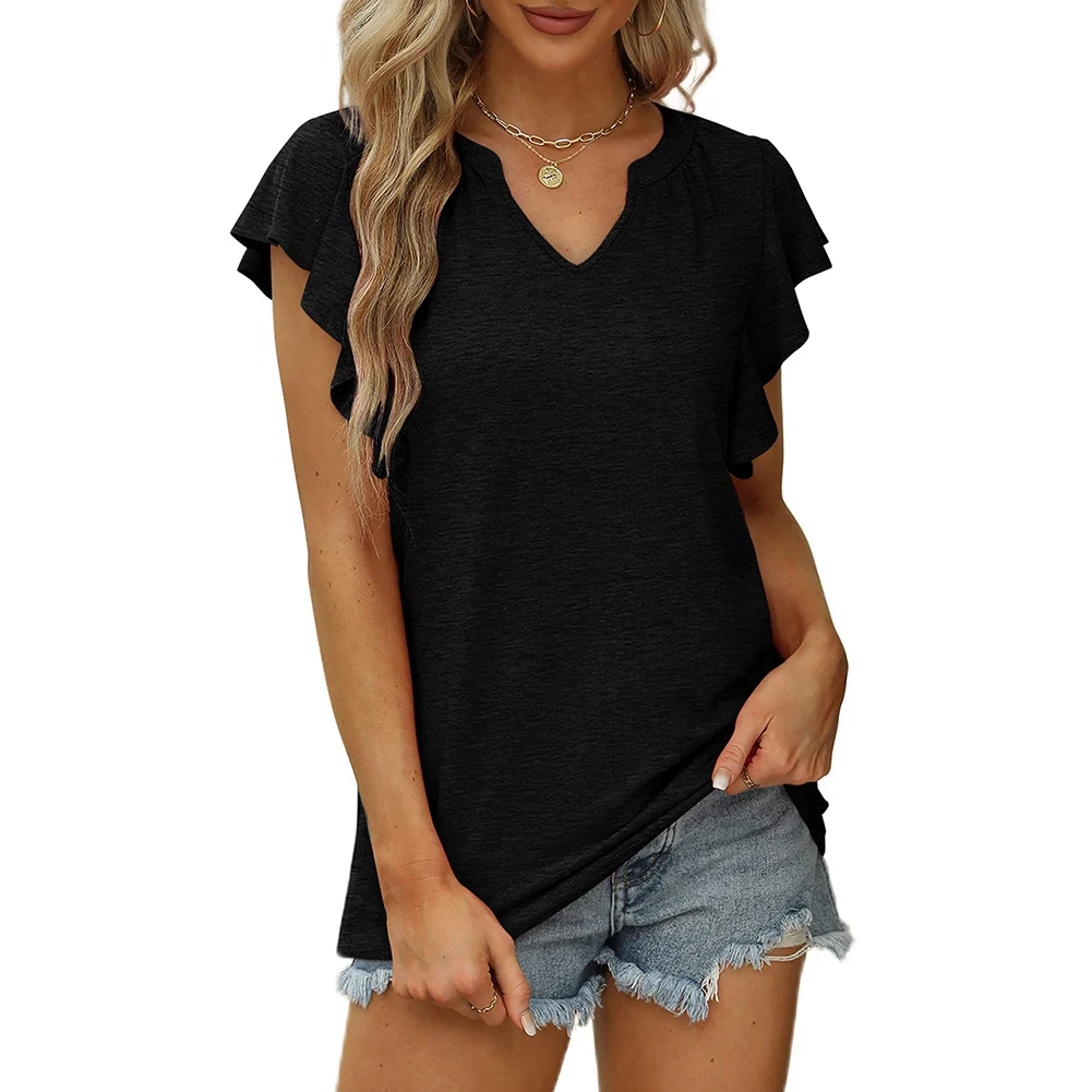Womens Blouses Ruffle Short Sleeve Casual Loose Fit Summer Tops V Neck T-Shirts Casual Street Tshirt Plus Size Tee Female
Womens Blouses Ruffle Short Sleeve Casual Loose Fit Summer Tops V Neck T-Shirts Casual Street Tshirt Plus Size Tee Female