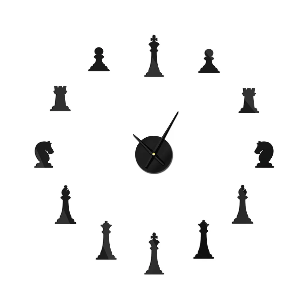 Chess Game DIY Giant Wall Clock King Bishop Knight Pawn Parlor Watch Acrylic Mirror Effect Chessman Chess Player Saat
Chess Game DIY Giant Wall Clock King Bishop Knight Pawn Parlor Watch Acrylic Mirror Effect Chessman Chess Player Saat