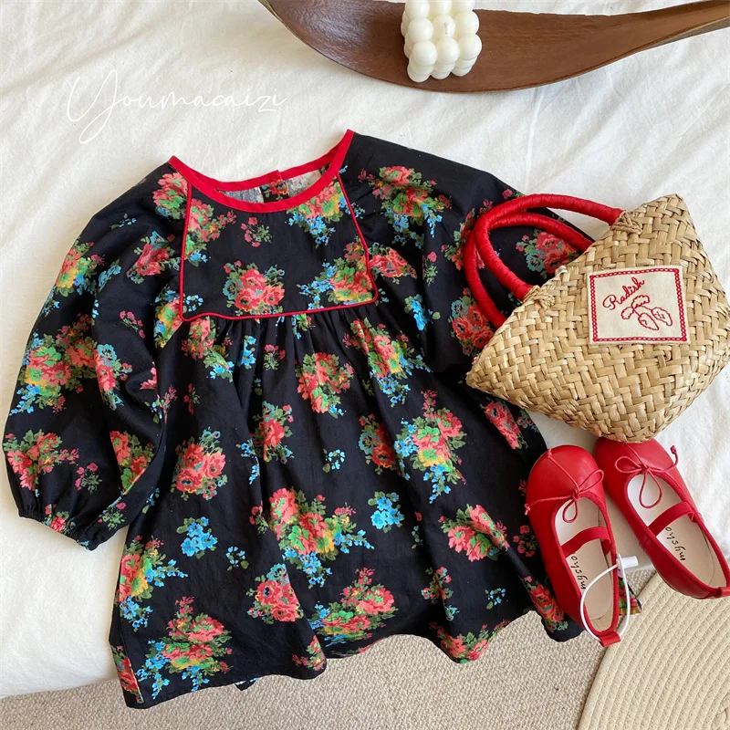 2022 Korean Autumn New Retro Girls' Dresses Children's Contrast Color Large Flower Cotton Dress
2022 Korean Autumn New Retro Girls' Dresses Children's Contrast Color Large Flower Cotton Dress