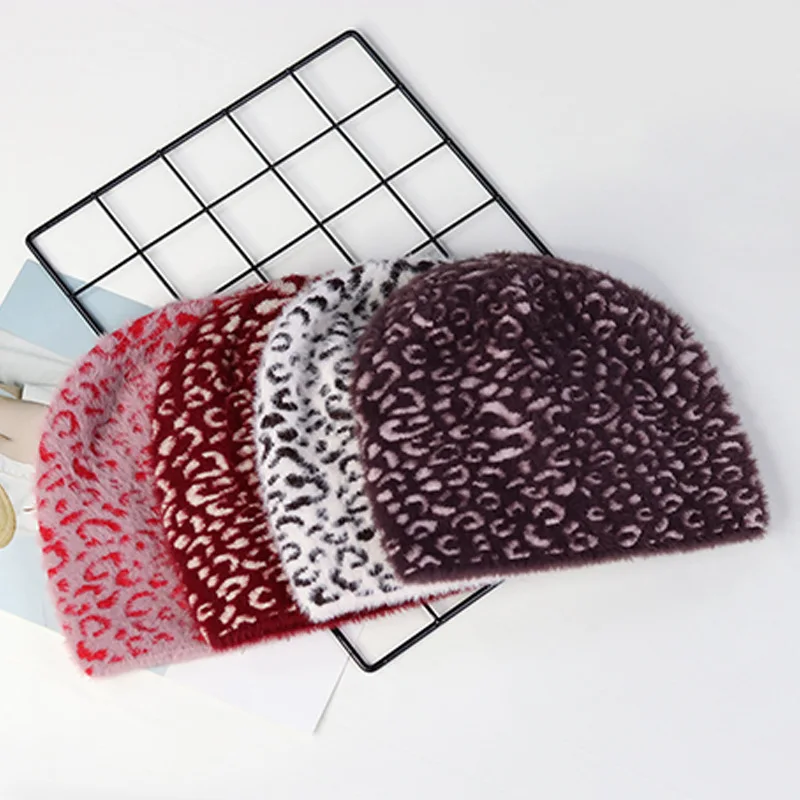 Beanie Chapeau Female Bonnet Winter Leopard Print Imitation Mink Knitted Hat Woolen Warm Pullover Women and Men Hats
Beanie Chapeau Female Bonnet Winter Leopard Print Imitation Mink Knitted Hat Woolen Warm Pullover Women and Men Hats