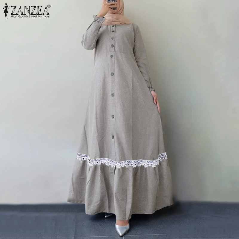 Spring Lace Patchwork Ruffles Sundress ZANZEA Women Vintage Long Sleeve Muslim Dress Dubai Turkey Abaya Hijab Dress Jilbab Robe
Spring Lace Patchwork Ruffles Sundress ZANZEA Women Vintage Long Sleeve Muslim Dress Dubai Turkey Abaya Hijab Dress Jilbab Robe