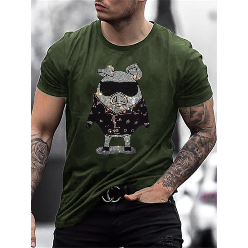 Fashion Men's Clothing High Quality Oversized Tee y2k Pig Rhinestone Designer Short Sleeve Tops Fitness Casual Street t-shirt
Fashion Men's Clothing High Quality Oversized Tee y2k Pig Rhinestone Designer Short Sleeve Tops Fitness Casual Street t-shirt