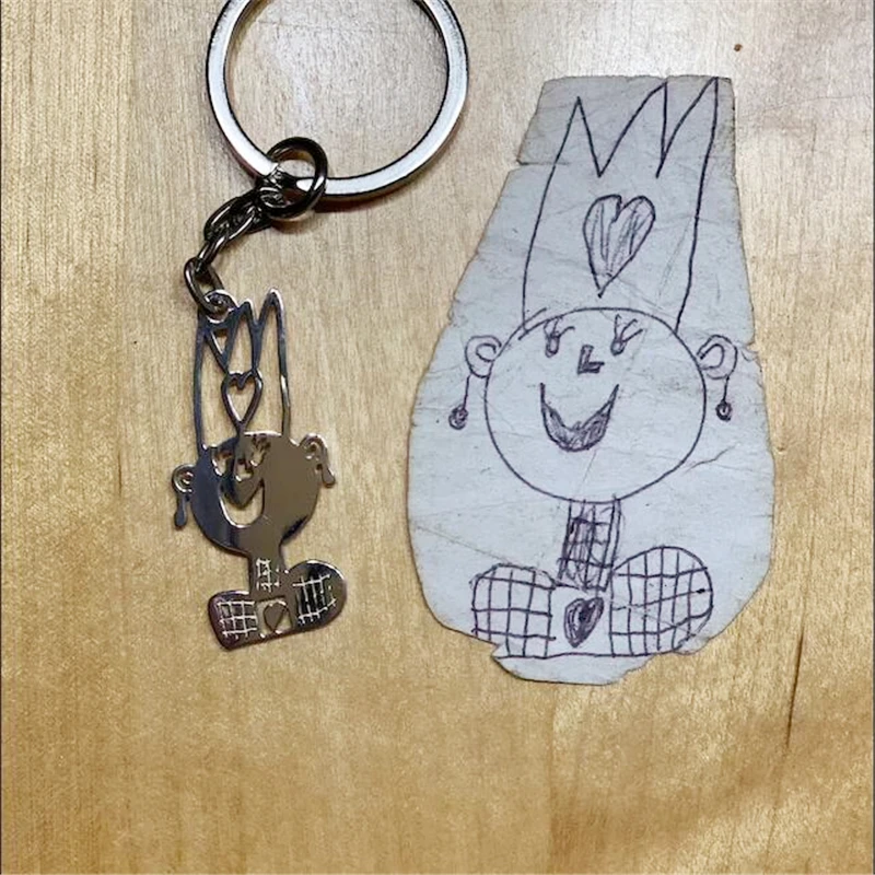 Custom Kids Drawing Keychain Stainless Stee Personalized Children Artwork Pendant Keyring for Kids Mom Family Jewelry Gifts
Custom Kids Drawing Keychain Stainless Stee Personalized Children Artwork Pendant Keyring for Kids Mom Family Jewelry Gifts