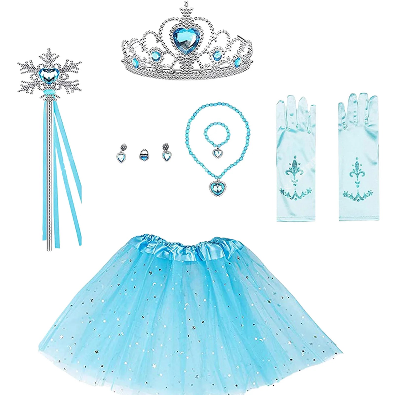 10Pcs Elsa Dress Up Accessories Kit Blue Princess Costumes Jewellery Kit Include Gloves Skirt Princess Tiara Bracelet Earring
10Pcs Elsa Dress Up Accessories Kit Blue Princess Costumes Jewellery Kit Include Gloves Skirt Princess Tiara Bracelet Earring
