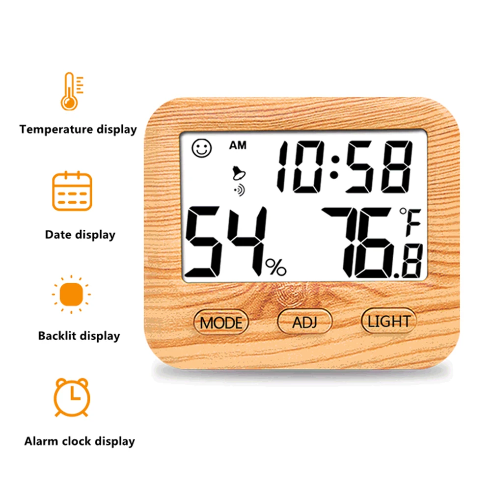 Digital Thermometer Hygrometer with Backlight Date Dual Unit Conversion Multifunctional Electronic Temperature Humidity Meter
Digital Thermometer Hygrometer with Backlight Date Dual Unit Conversion Multifunctional Electronic Temperature Humidity Meter