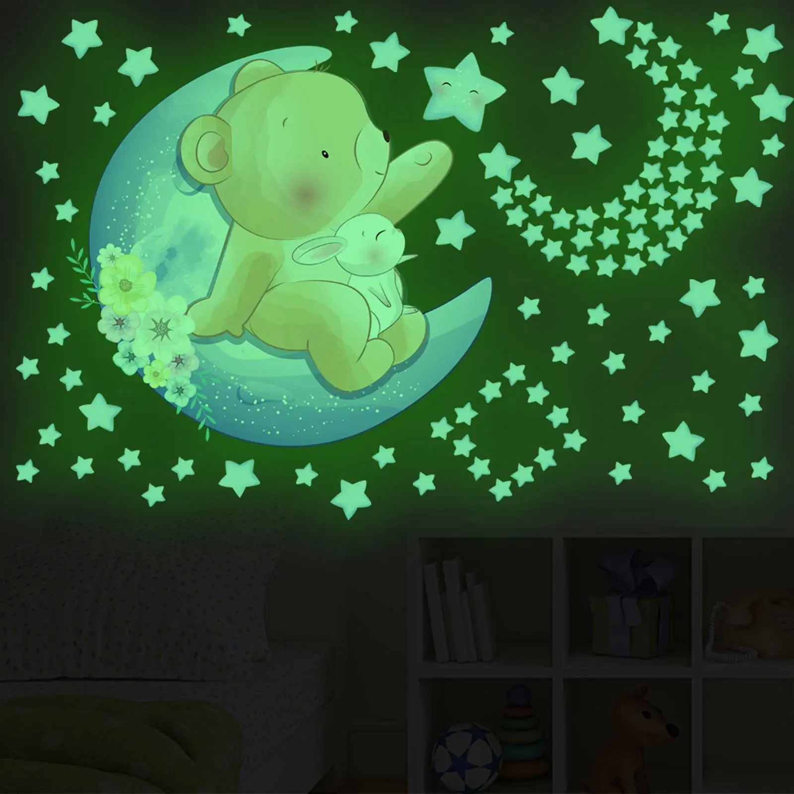 1pc Bear Moon Star Luminous Wall Sticker For Baby Kids Room Bedroom Home Decoration Decals Glow In The Dark Combination Stickers
1pc Bear Moon Star Luminous Wall Sticker For Baby Kids Room Bedroom Home Decoration Decals Glow In The Dark Combination Stickers