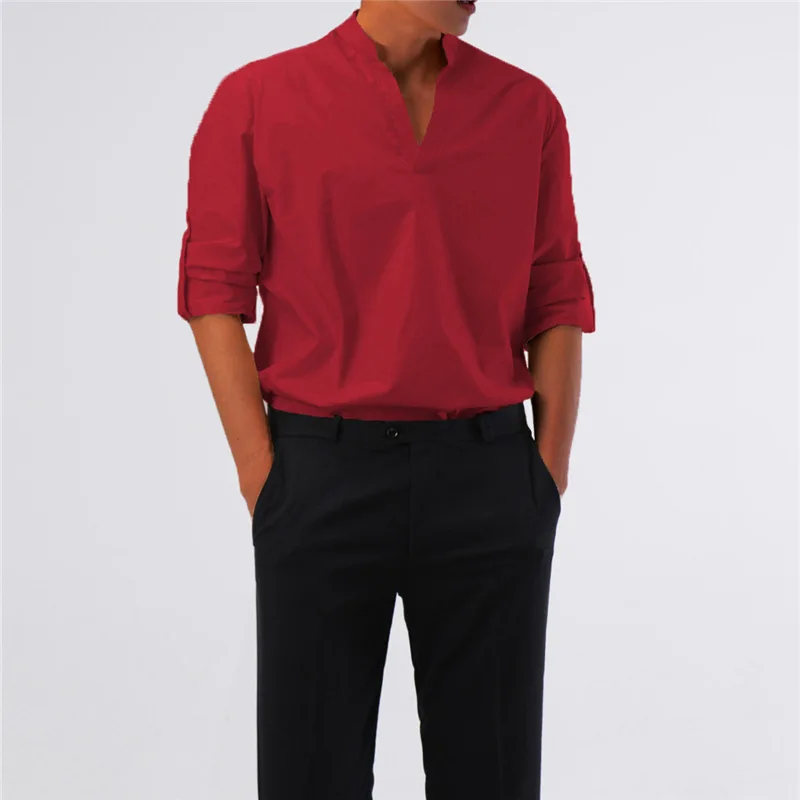 2023 New Spring Men's Solid Color Long Sleeve Shirt Fashion Basic V-neck Shirt Casual Male Clothing Tops Shirt
2023 New Spring Men's Solid Color Long Sleeve Shirt Fashion Basic V-neck Shirt Casual Male Clothing Tops Shirt