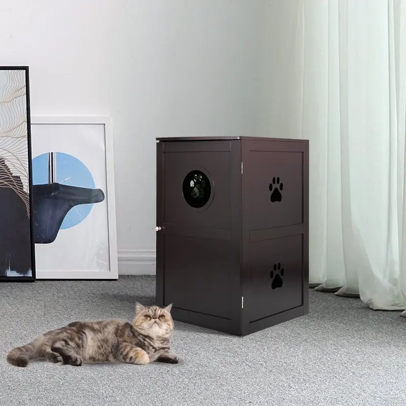 Hot Sale Factory Supply 2-Tier Cat Litter Box Furniture, Cat Washroom and Upper Level House, Brown
Hot Sale Factory Supply 2-Tier Cat Litter Box Furniture, Cat Washroom and Upper Level House, Brown