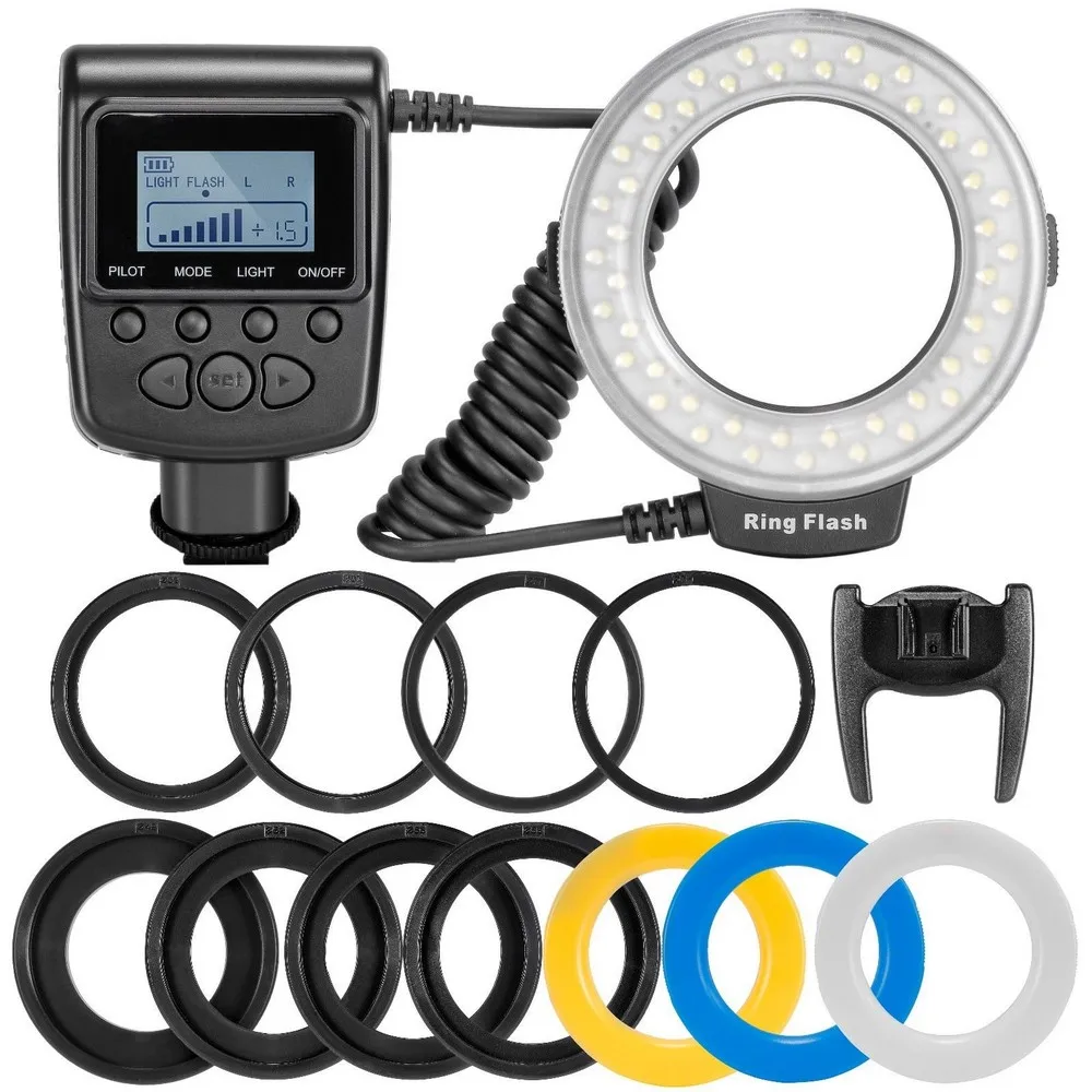 Travor RF-550D LED Macro Ring Flash Light with 8adapter Ring for Nikon Canon Pentax Olympus Panasonic Camera As FC100 Ring Flash
Travor RF-550D LED Macro Ring Flash Light with 8adapter Ring for Nikon Canon Pentax Olympus Panasonic Camera As FC100 Ring Flash