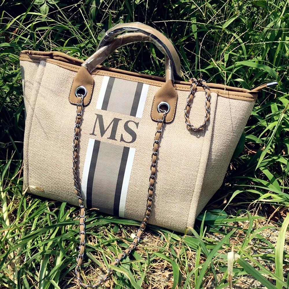 Custom Fashion Monogrammed Canvas and Leather Travel Tote Bags, Custom striped with initials Mommy Shopping Jute Beach Tote Bag
Custom Fashion Monogrammed Canvas and Leather Travel Tote Bags, Custom striped with initials Mommy Shopping Jute Beach Tote Bag