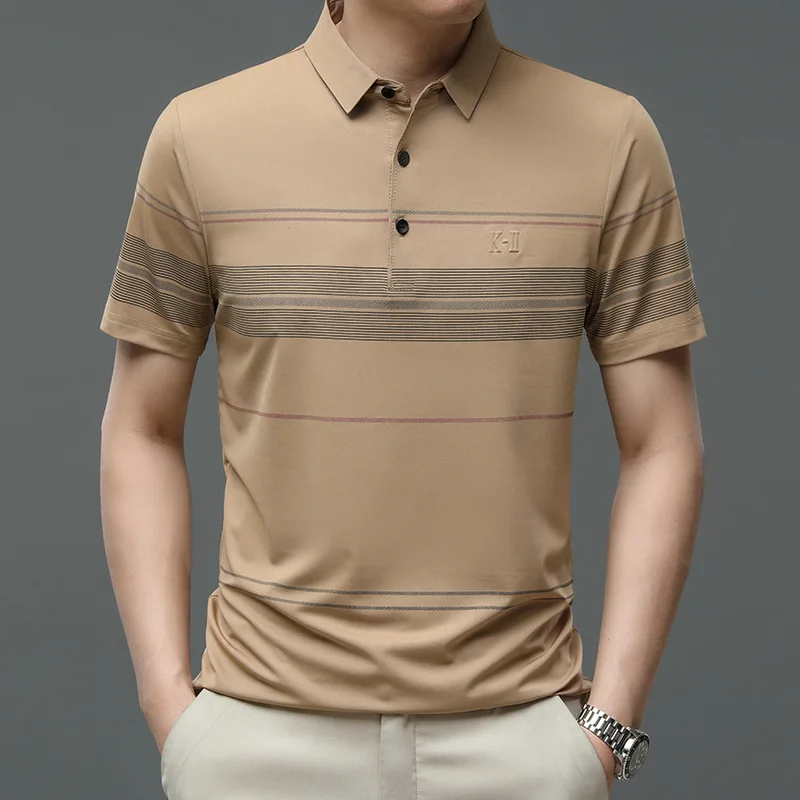 Men's Stripe Causal Polo Shirt 2023 Summer Breathable High-end Business Leisure Sports Polo Short Sleeve Golf Polo Tops
Men's Stripe Causal Polo Shirt 2023 Summer Breathable High-end Business Leisure Sports Polo Short Sleeve Golf Polo Tops