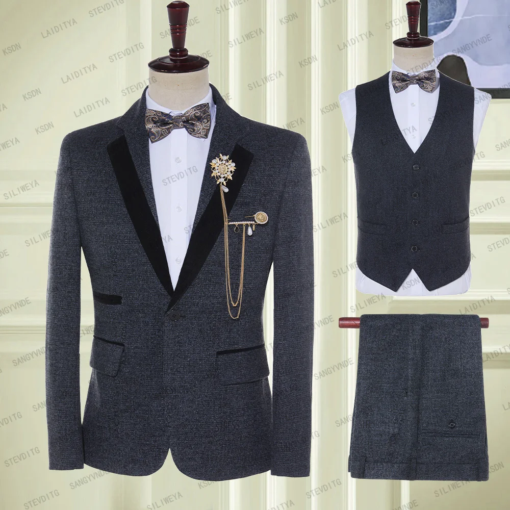 2023 Male High-grade 3 Pieces Fashion Black And Blue Mixed Letter Pattern Men's Slim Fit Business Suits (Jackets+Vest+Pants)
2023 Male High-grade 3 Pieces Fashion Black And Blue Mixed Letter Pattern Men's Slim Fit Business Suits (Jackets+Vest+Pants)