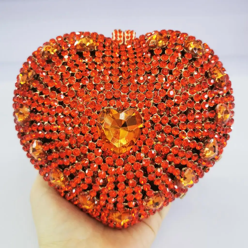 Luxury Red/Gold Heart Shape Rhinestones Evening Bag WHTUOHENG Crystal Wedding Party Clutches Prom Handbags Mini Minaudie
Luxury Red/Gold Heart Shape Rhinestones Evening Bag WHTUOHENG Crystal Wedding Party Clutches Prom Handbags Mini Minaudie