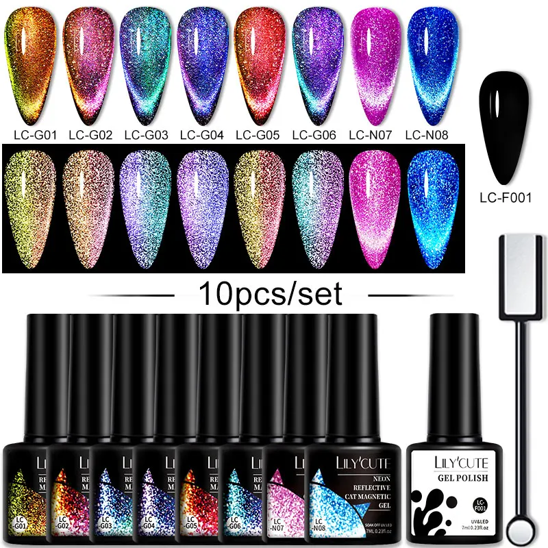 LILYCUTE 10PCS/SET Cat Magnetic Gel Nail Polish Set 9D Reflective Glitter Gel Semi Permanent UV Gel Soak Off Sparkling Nail Art
LILYCUTE 10PCS/SET Cat Magnetic Gel Nail Polish Set 9D Reflective Glitter Gel Semi Permanent UV Gel Soak Off Sparkling Nail Art