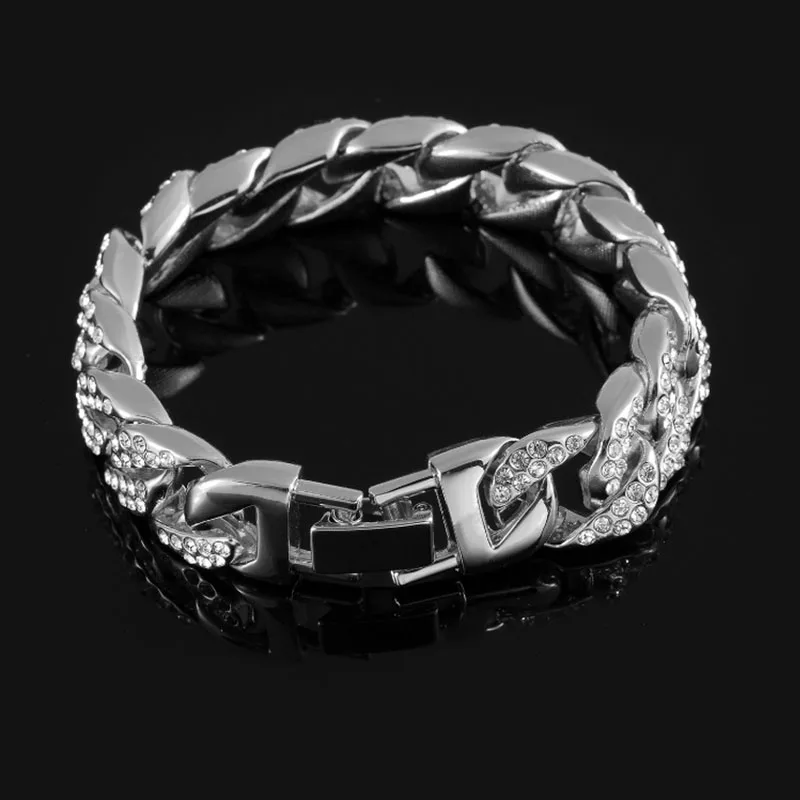 Iphop Rock Motorcycle Accessories Fashion Full Drill Cuban Bracelet 15Mm Wide 21Cm Size Stainless Steel Men's Bracelet Jewelry
Iphop Rock Motorcycle Accessories Fashion Full Drill Cuban Bracelet 15Mm Wide 21Cm Size Stainless Steel Men's Bracelet Jewelry