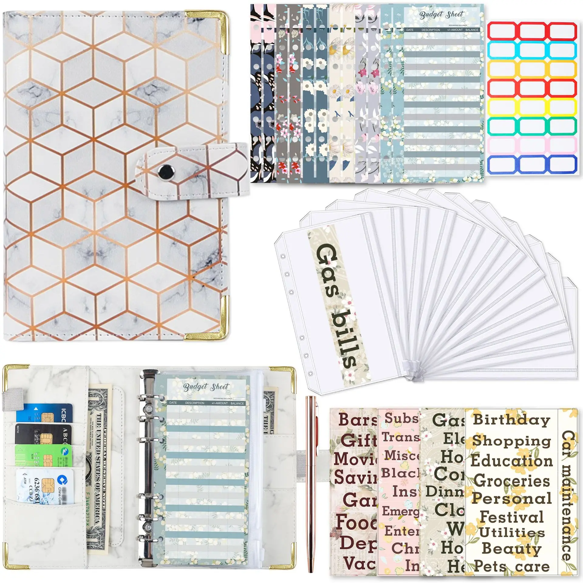 A6 Butterfly Embossing Planner Binder Inner Page With 12PCS Zipper Envelopes Cash Envelopes Budgeting Money Organizer
A6 Butterfly Embossing Planner Binder Inner Page With 12PCS Zipper Envelopes Cash Envelopes Budgeting Money Organizer
