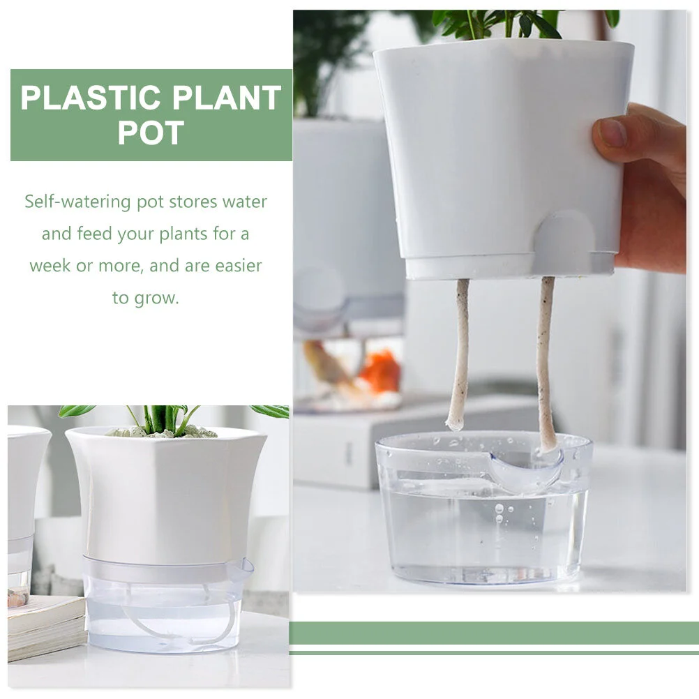 

Automatic Water Absorbent Flower Pot Plastic Planters Watering Succulents Self Flowerpot Pots Plants Clear Home