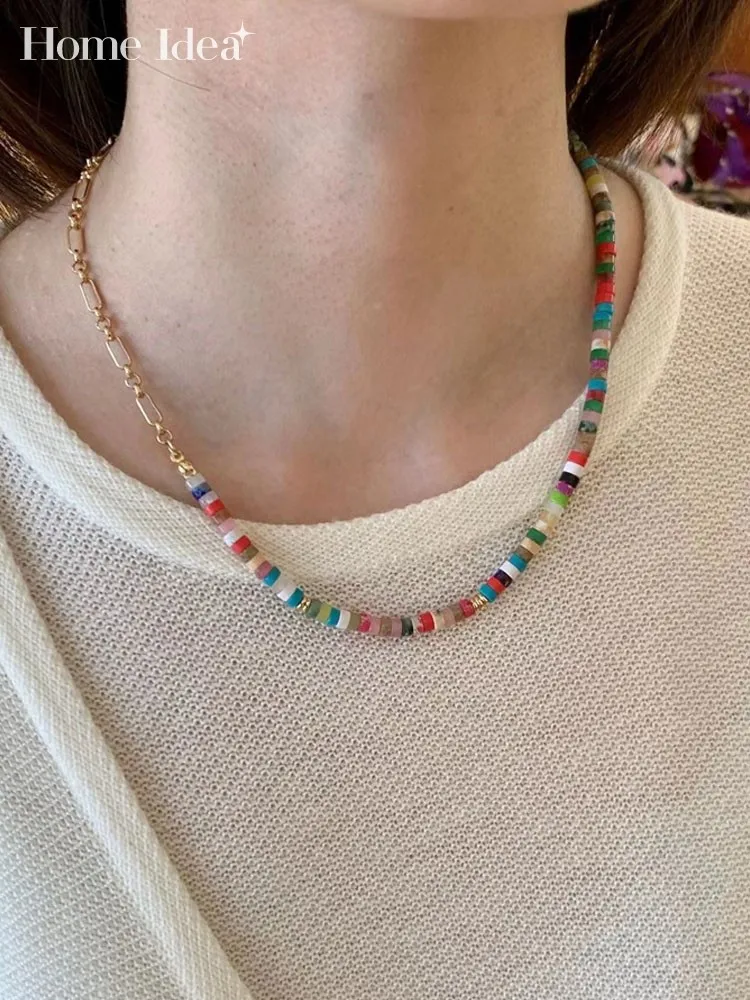 Fashion 18K Gold Plated Colorful Natural Beads Chokers Necklaces Women Designer Summer Chain Necklace
Fashion 18K Gold Plated Colorful Natural Beads Chokers Necklaces Women Designer Summer Chain Necklace