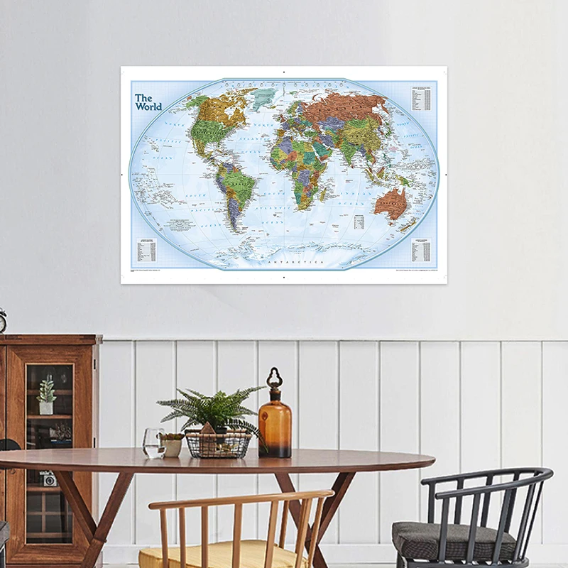 

100*70cm Retro World Globe Map Without National Flag Non-woven Fabric Wall Art Living Room Decoration School Travel Supplies