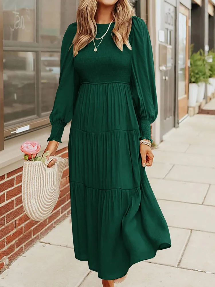 Autumn Pleated Long Dress Women Casual Tiered Midi Dress Loose Retro Flowy Party Dress Elegant Solid Long Sleeve A Line Dress
Autumn Pleated Long Dress Women Casual Tiered Midi Dress Loose Retro Flowy Party Dress Elegant Solid Long Sleeve A Line Dress