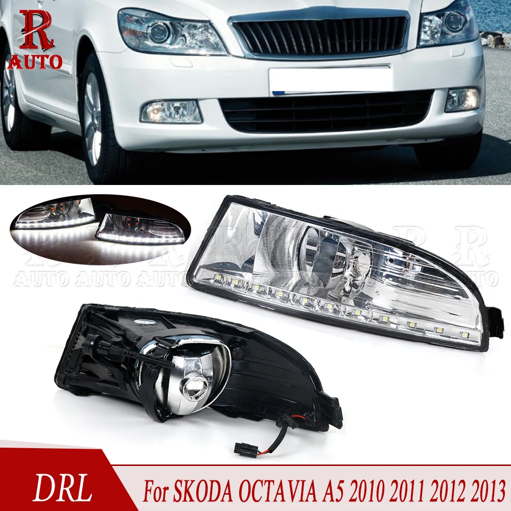 

R-AUTO LED DRL Daytime Running Lights 1 Pair Daylight Waterproof Signal Styling Light For SKODA OCTAVIA A5 2010 2011 2012 2013