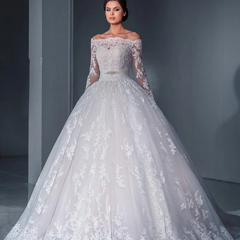 Ball Gown 2016 New Off Shoulder Covered Buttons Lace Bridal Dress vestido de noiva manga longa Cheap Long Sleeve Wedding Dresses
Ball Gown 2016 New Off Shoulder Covered Buttons Lace Bridal Dress vestido de noiva manga longa Cheap Long Sleeve Wedding Dresses
