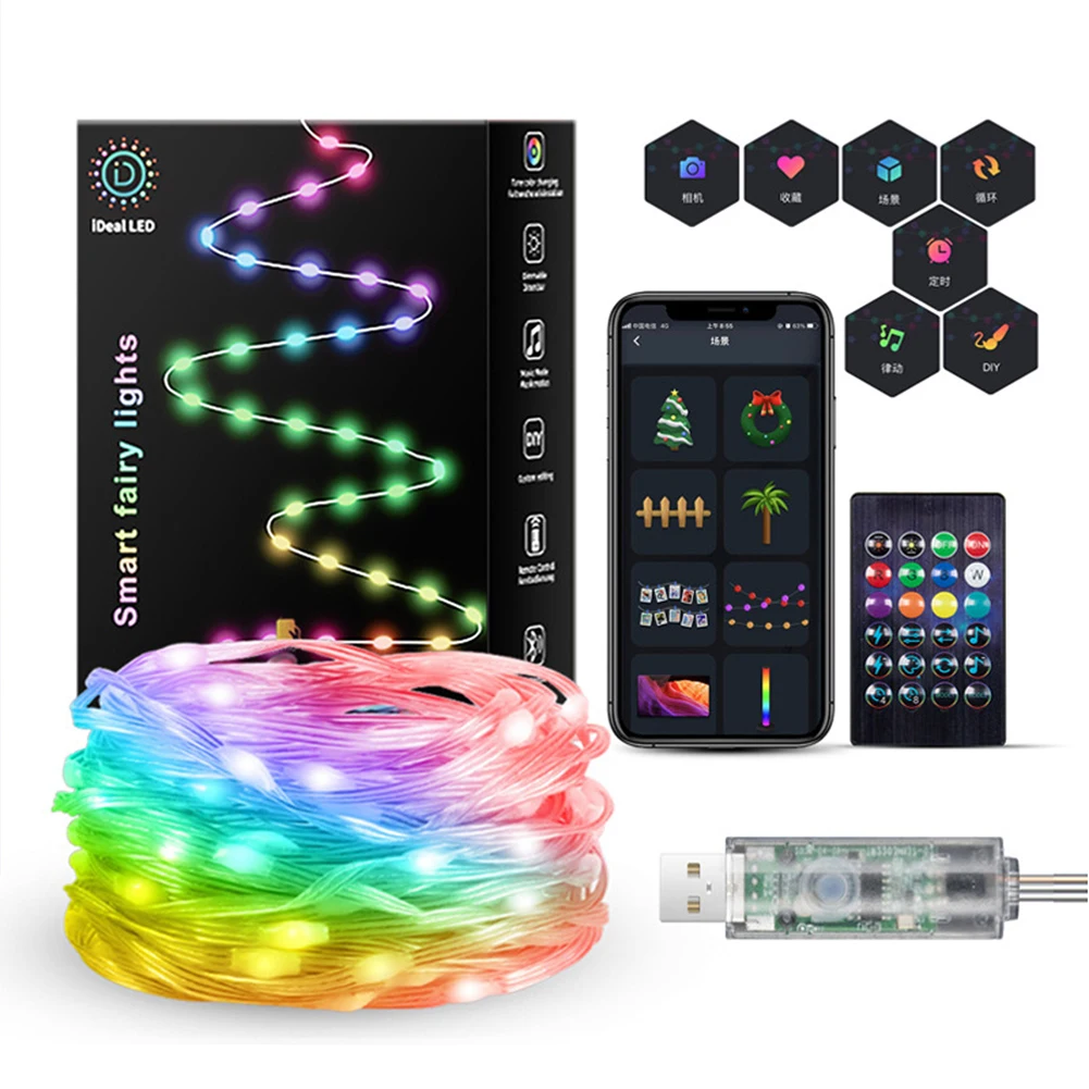 Fairy Lights Color Changing Bluetooth Dimming Smart APP Remote Control String Lights for Bedroom Christmas Decor Lights
Fairy Lights Color Changing Bluetooth Dimming Smart APP Remote Control String Lights for Bedroom Christmas Decor Lights