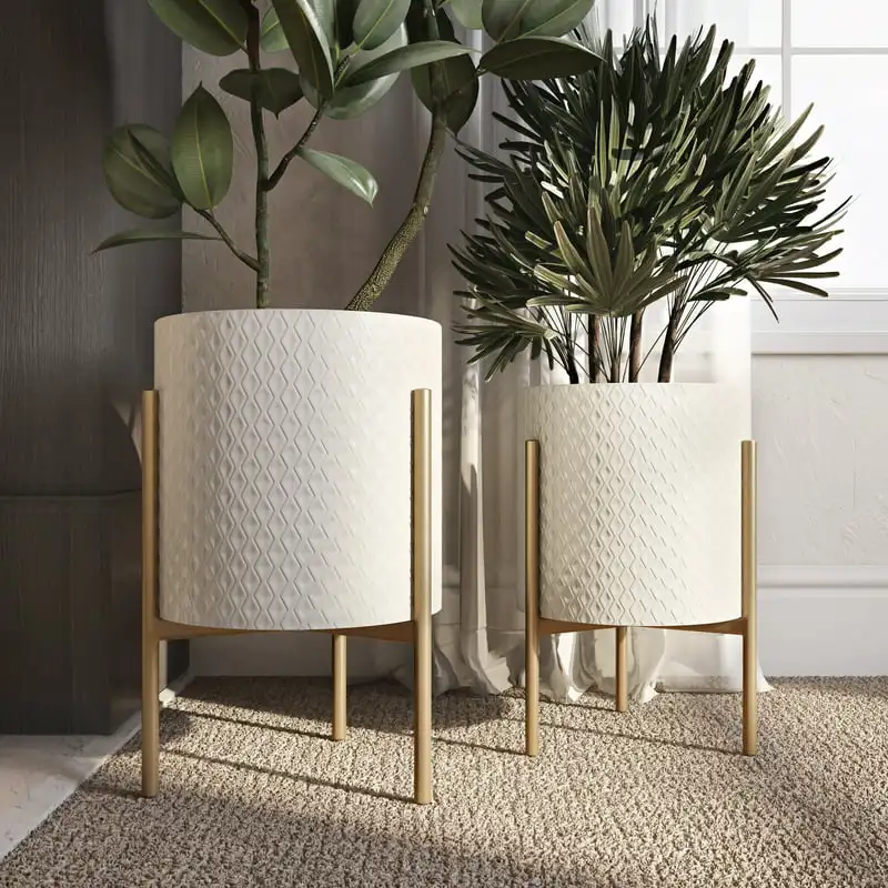 Gianna Modern White Metal Planters (Set of 2) Flower Pot Base Display Stand Home Garden Patio
Gianna Modern White Metal Planters (Set of 2) Flower Pot Base Display Stand Home Garden Patio