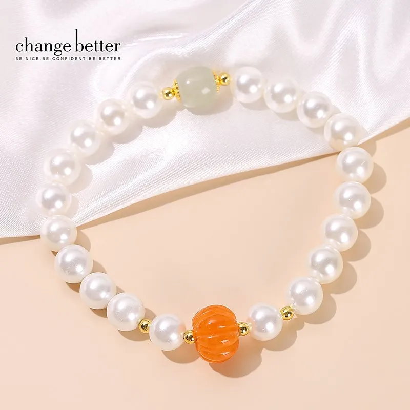 Change Better White Shell Pearl Pumpkin Bead Spacer Bracelet Women Korean Elegant Handmade Design Lucky Jewelry For Party Gift 
Change Better White Shell Pearl Pumpkin Bead Spacer Bracelet Women Korean Elegant Handmade Design Lucky Jewelry For Party Gift