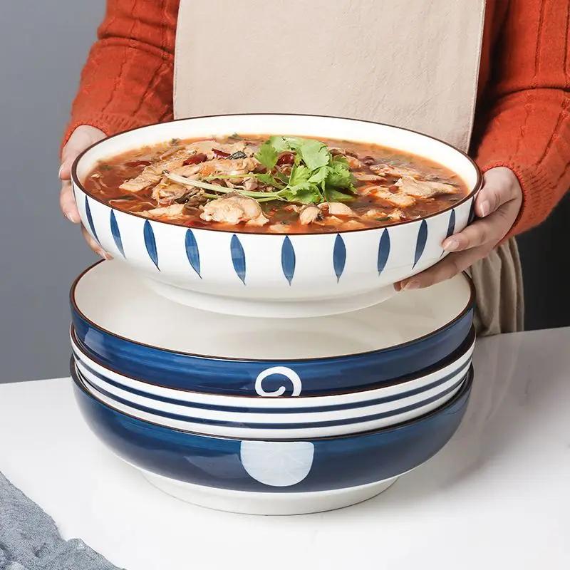 Large soup bowl soup Valley Ceramics Jingdezhen Tanggu large soup basin household tableware
Large soup bowl soup Valley Ceramics Jingdezhen Tanggu large soup basin household tableware