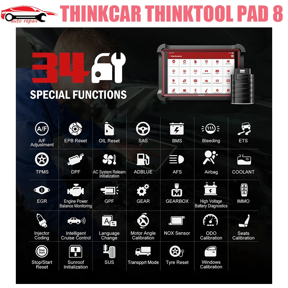 Новинка 2023 г., THINKCAR PAD 8 OBD2 сканер, активное тестирование, кодирование ECU, сброс масла IMMO ABS EPB, профессиональный Автомобильный сканер
Новинка 2023 г., THINKCAR PAD 8 OBD2 сканер, активное тестирование, кодирование ECU, сброс масла IMMO ABS EPB, профессиональный Автомобильный сканер