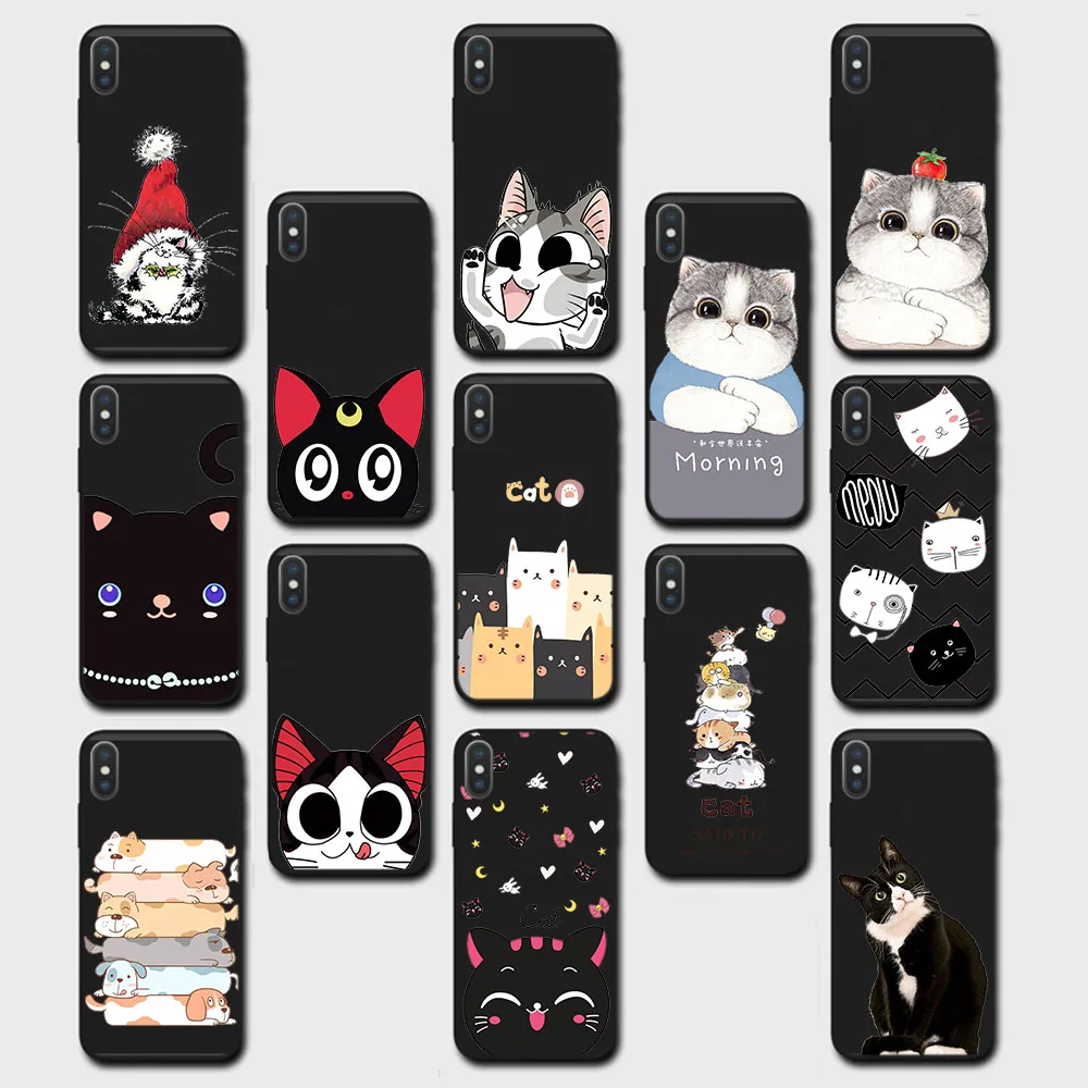 

Cat Black Hollow Out Case for Realme Narzo 50i 30A 20 C2 C3 C31 C33 8 8I Pro Soft Casing