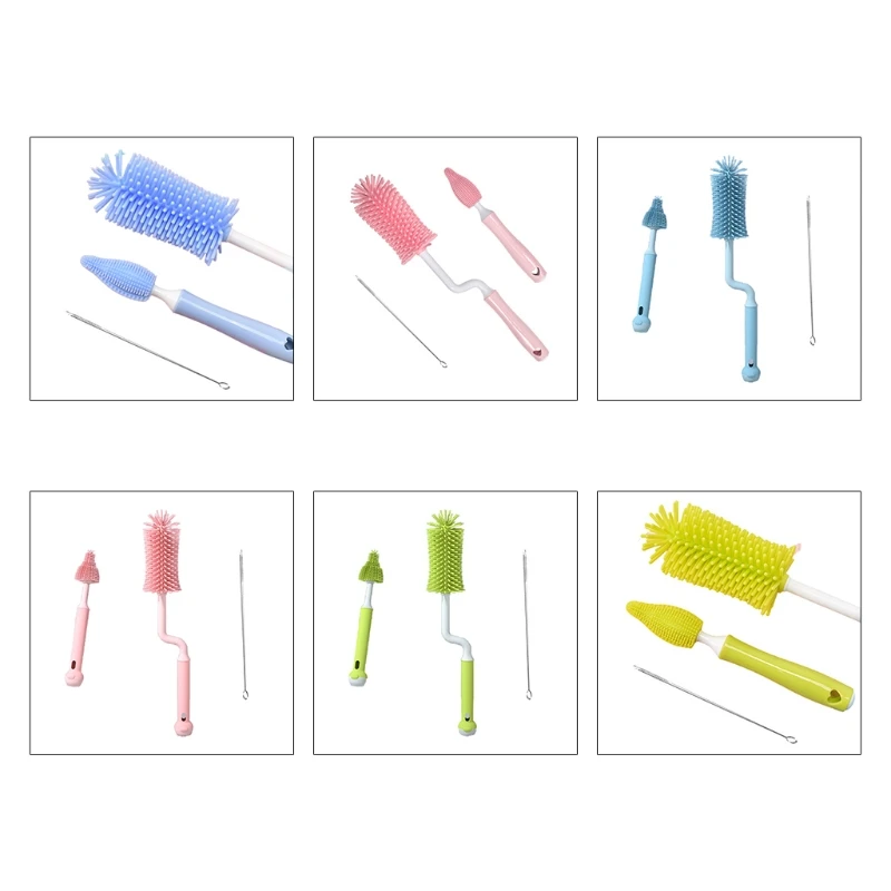 3 Pcs Silicone Bottle Brushes 360 Degree Rotation Baby Pacifier Cup Nipple Cleaning Brush Set Handheld Soft Bottle Washing Tools
3 Pcs Silicone Bottle Brushes 360 Degree Rotation Baby Pacifier Cup Nipple Cleaning Brush Set Handheld Soft Bottle Washing Tools