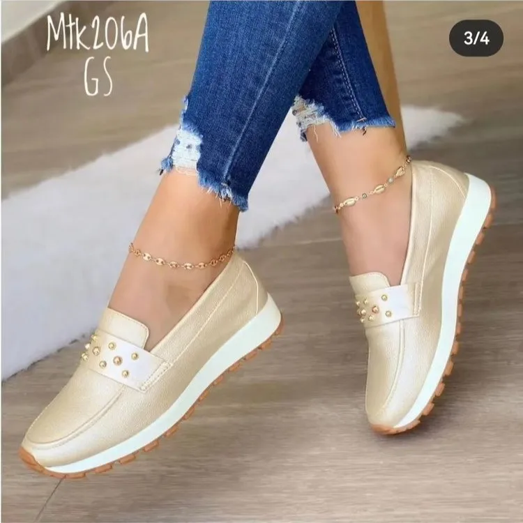 Женские кроссовки на танкетке, дышащие повседневные лоферы с вулканизированной подошвой, весна 2023