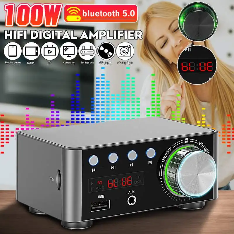 100W Audio HiFi Bluetooth 5.0 Power Class D Amplifier Tpa3116 Digital Amp Home Audio Car Marine USB AUX IN Mini Audio H
100W Audio HiFi Bluetooth 5.0 Power Class D Amplifier Tpa3116 Digital Amp Home Audio Car Marine USB AUX IN Mini Audio H