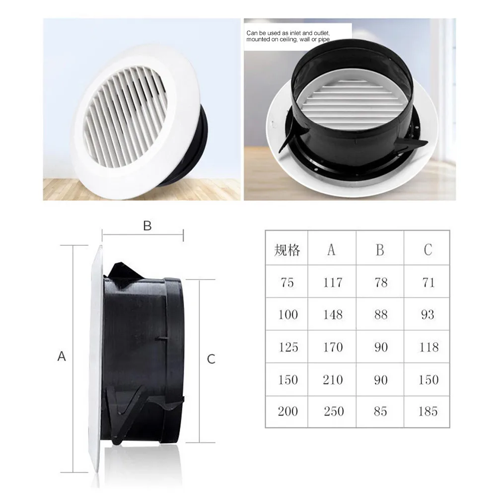 Circular Vent Air Vent ABS Round White+black 1 Pcs 75/100/125/150/200mm Ceiling Mounting Kitchen Office Ventilation
Circular Vent Air Vent ABS Round White+black 1 Pcs 75/100/125/150/200mm Ceiling Mounting Kitchen Office Ventilation