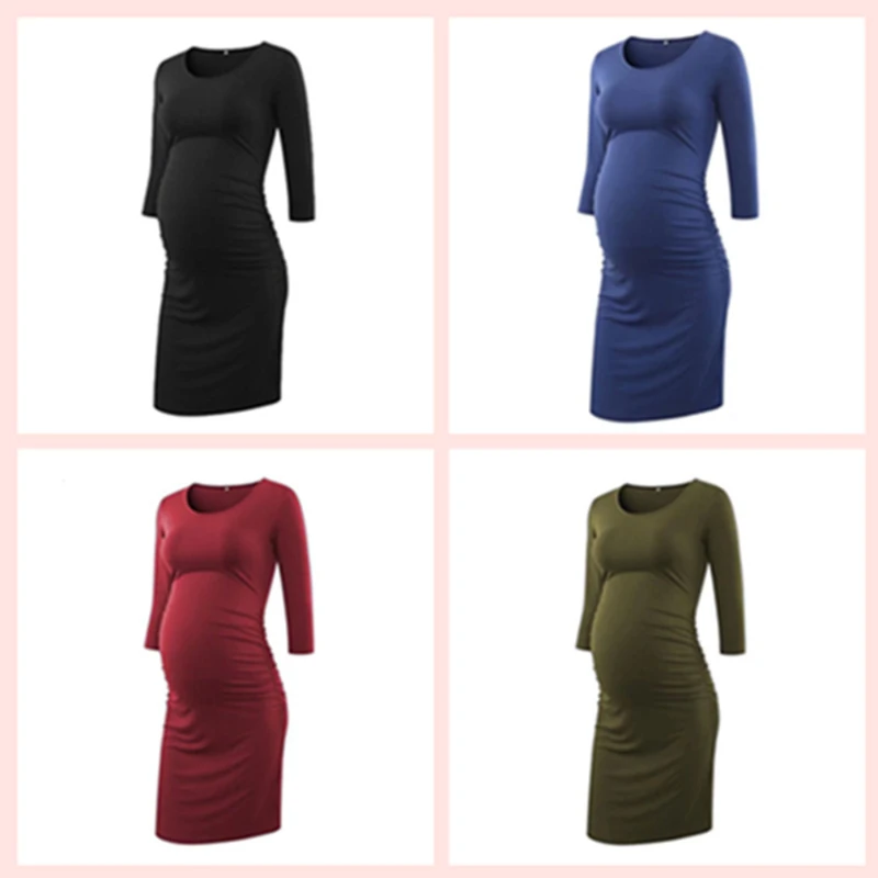 Womens Maternity Slim Long Sleeve Round neck Solid color Dress Autumn Pregnant Casual Clothes
Womens Maternity Slim Long Sleeve Round neck Solid color Dress Autumn Pregnant Casual Clothes